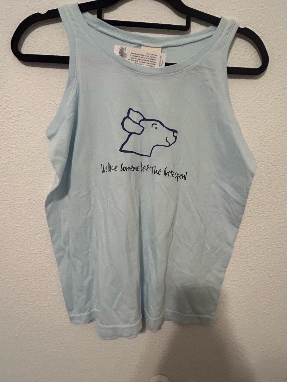 Light Blue Graphic Dog Tank Top for Women